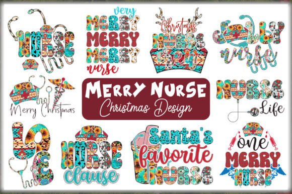 Merry Nurse Christmas Sublimation Bundle: Graphics & Crafts