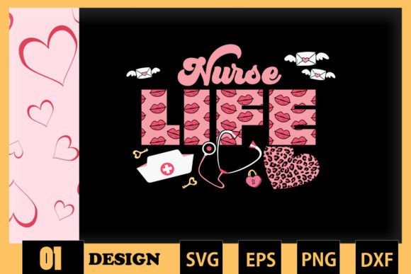Nurse Life Valentine Leopard Graphics & Crafts
