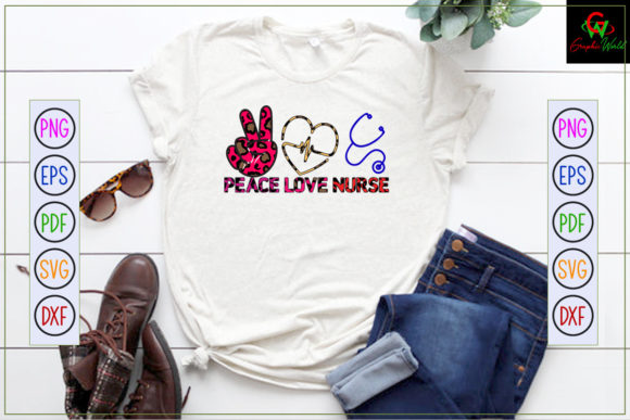 Peace Love Nurse Sublimation PNG: Graphics and Crafts