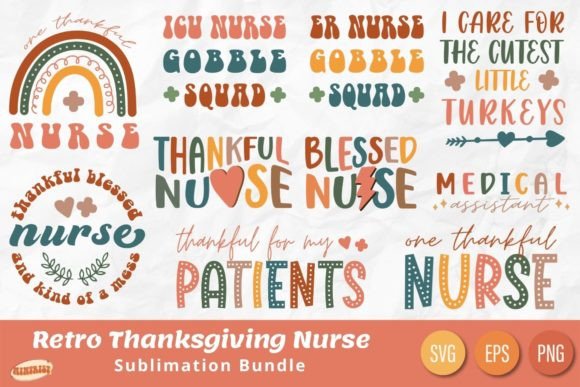 Retro Thanksgiving Nurse Design Bundle