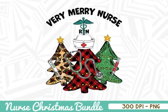 Very Merry Nurse Christmas Tree PNG Graphics